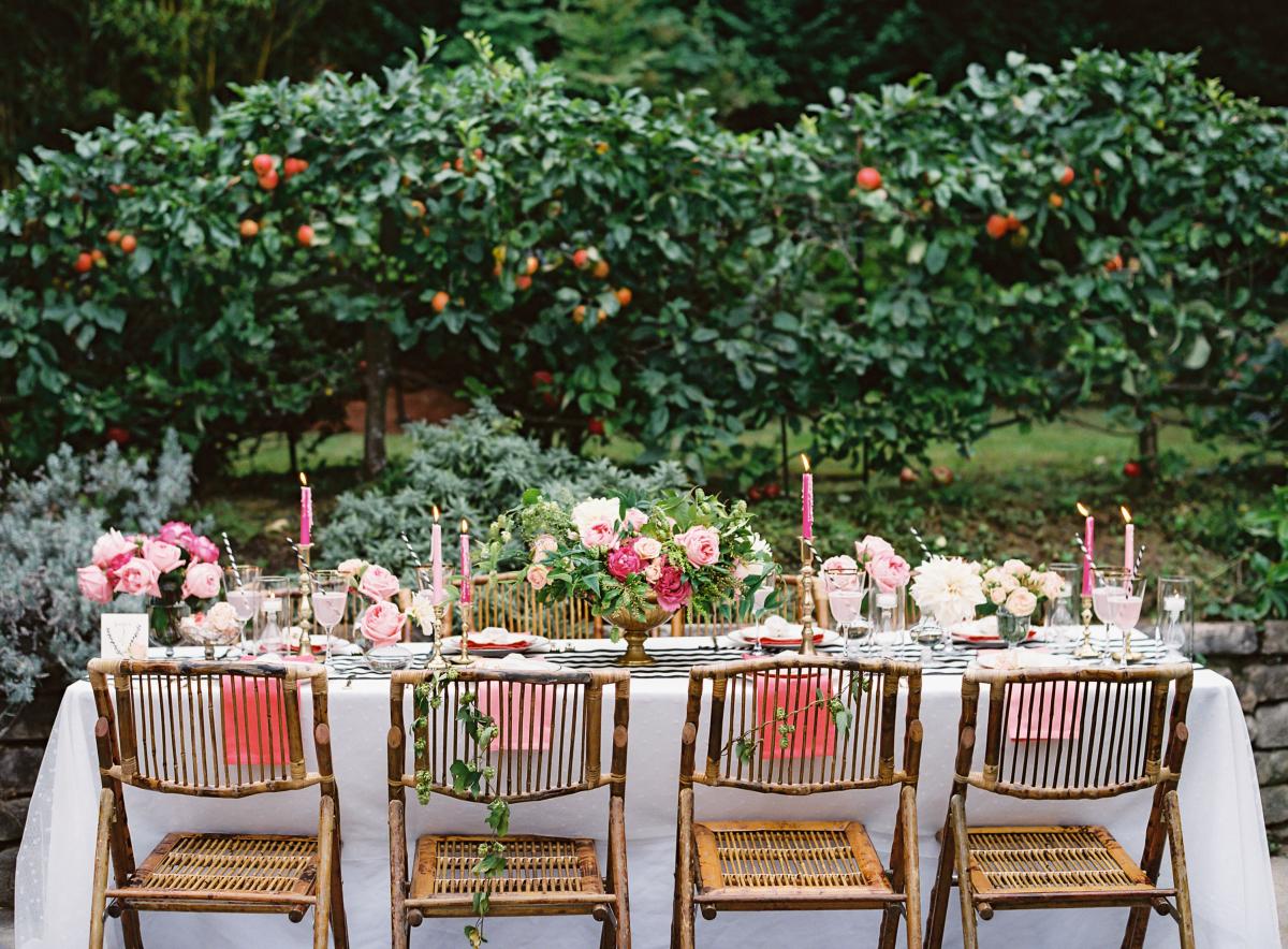 Backyard pink black gold dinner party seattle 0007